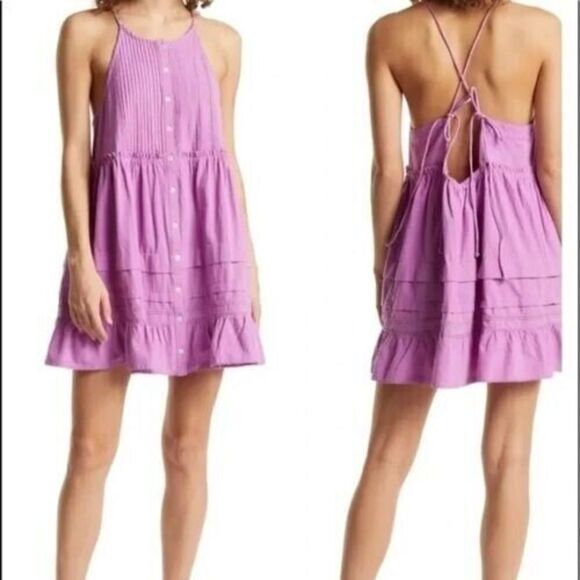 Free People OB1487039 Women's Sz S Purple Cotton Desert Days Mini Dress $128 - Picture 10 of 10